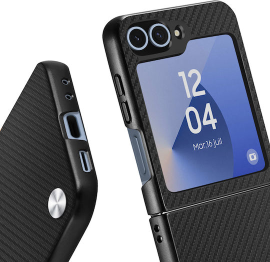 X-level Case Galaxy Z Flip 6 Silicone Carbon Texture Black