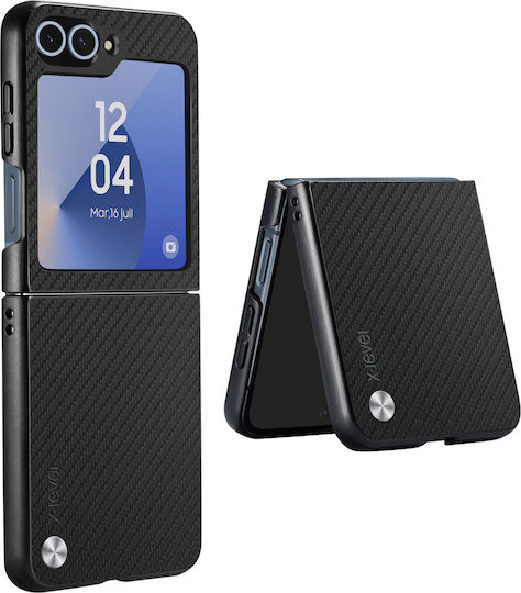 X-level Case Galaxy Z Flip 6 Silicone Carbon Texture Black