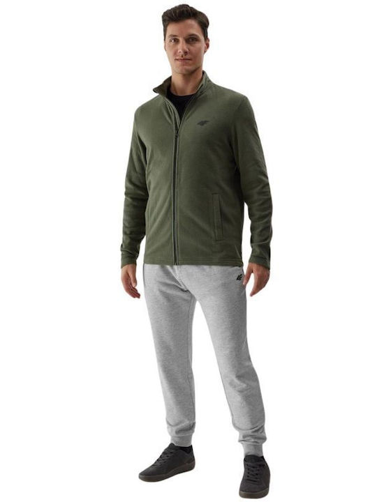 4F Men's Fleece Cardigan with Zipper Green