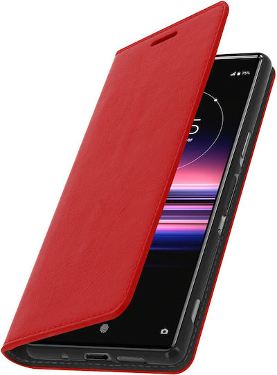 Folio Real Leather Sony Xperia 5 Case Card-holder Video Stand Red