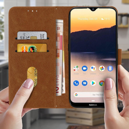 Husă portofel flip cu suport magnetic Nokia 2.3 – Maro