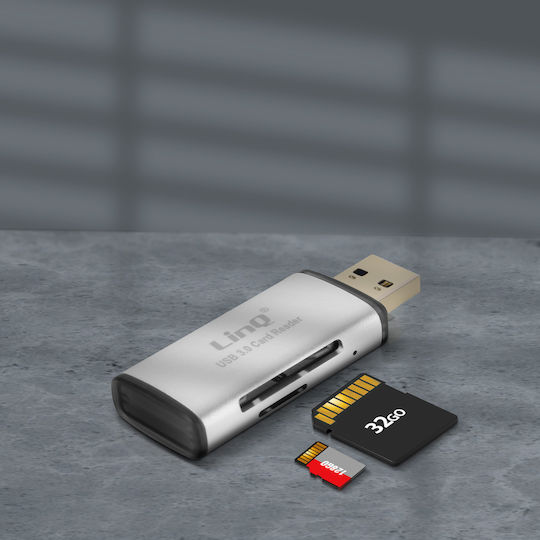 Micro-SD SD-Kartenleser USB 5Gbps Übertragungsrate U3062 Linq Grau