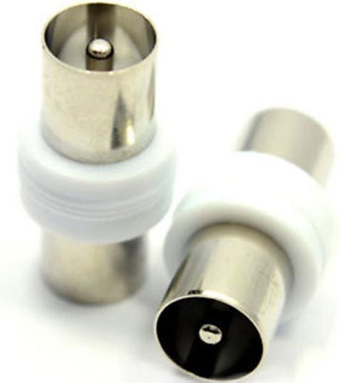 Powertech Konverter Koaxial männlich zu Koaxial männlich Weiß 5Stück CAB-V022