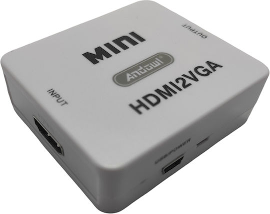 Andowl Q-JC145 Μετατροπέας HDMI female σε VGA female Λευκό 1τμχ