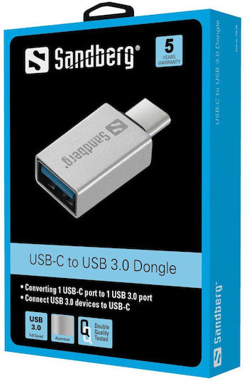 Sandberg Usb 3.0 Dongle Konverter USB-C männlich zu USB-C männlich Weiß 1Stück