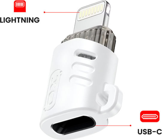 XO Μετατροπέας USB-C female σε Lightning male Λευκό 1τμχ GSM177688