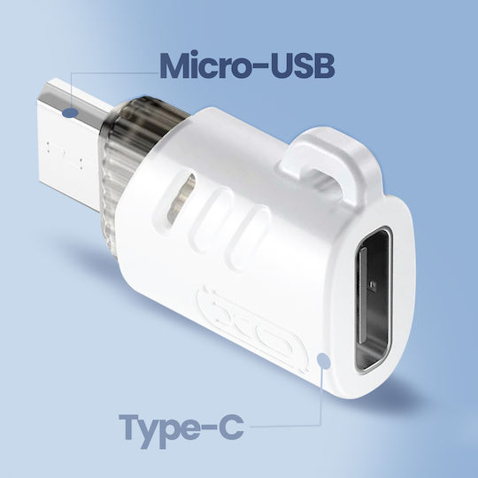 XO Μετατροπέας USB-C female σε micro USB male Λευκό 1τμχ XO-NB256H