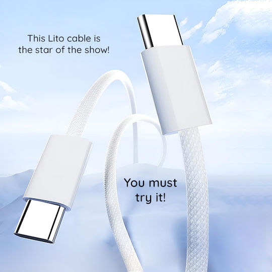 Lito USB 2.0 Kabel USB-C männlich - USB-C 60W PD Weiß 1m