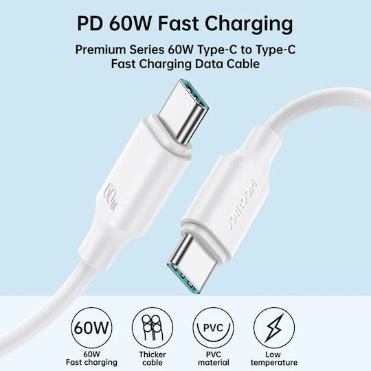 Joyroom S-CC060A9 USB 2.0 Cable USB-C male - USB-C 60W Λευκό 0.25m