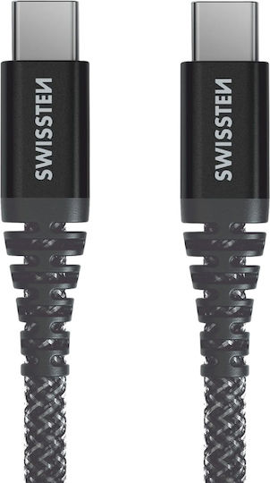 Swissten Braided USB 2.0 Cable USB-C Male - USB-C Black 1.5m