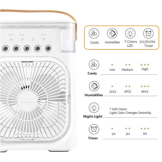 Mini-Klimaanlage mit Wasser und Beleuchtung Weiß