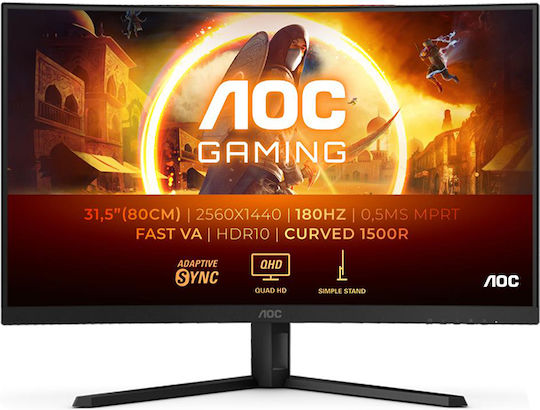 AOC CQ32G4VE VA HDR Curved Monitor 32" QHD 2560x1440 180Hz με Χρόνο Απόκρισης 1ms GTG