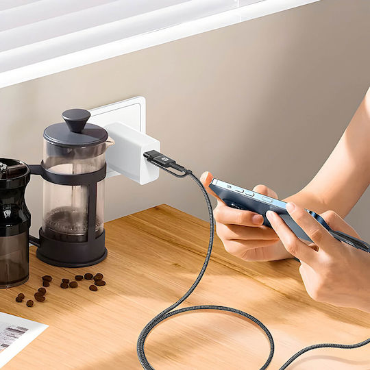 Swissten Braided Cablu USB la Lightning / Type-C cu mai multe porturi 3A Negru 1.5m (74501101)