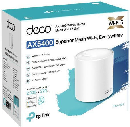 TP-LINK Deco X60 v3 WiFi Mesh Network Access Point Wi‑Fi 6 Dual Band (2.4 & 5GHz)
