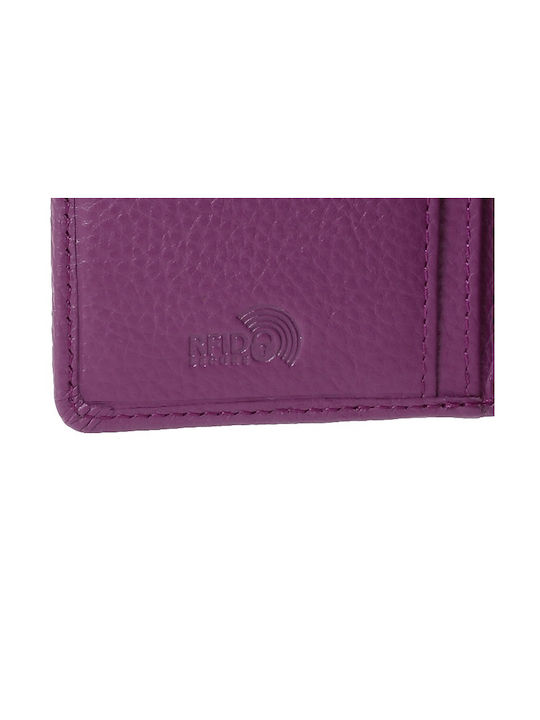 Small Leather Women's Wallet with RFID Purple