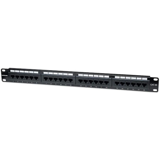 Intellinet Patch Panel για Rack 1U 19" 24 Θυρών cat5e Μαύρο