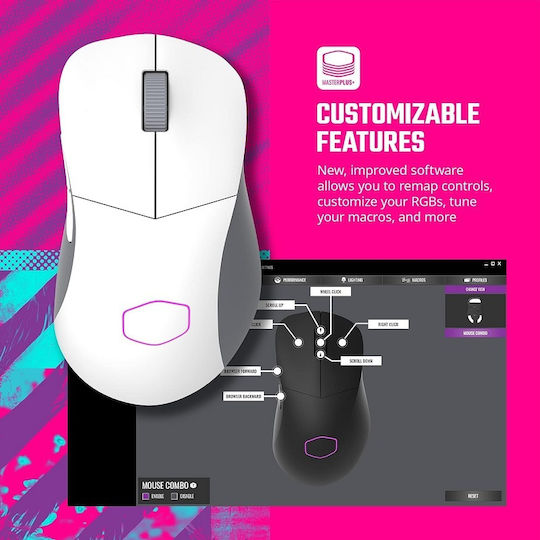 CoolerMaster MM731 Ασύρματο RGB Gaming Ποντίκι 19000 DPI Λευκό
