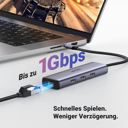 Ugreen Cm512 USB-C Docking Station με 4K PD Ethernet Γκρι