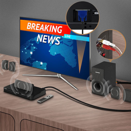 Hdmi zu 3x Rca Stecker Vga Stecker Kabel Video Adapter 1.5m Linq A4001 Schwarz