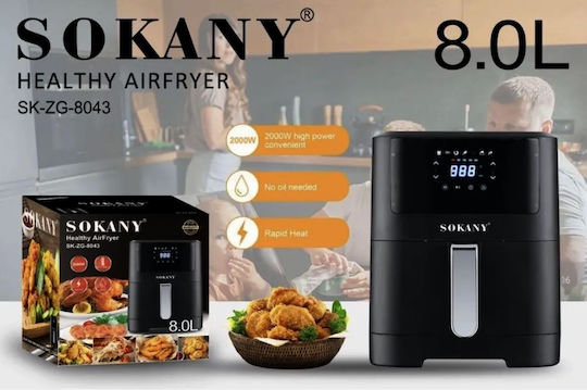 Sokany Еър Фрайър с Wi-Fi 8лт Черен SK-ZG-8043