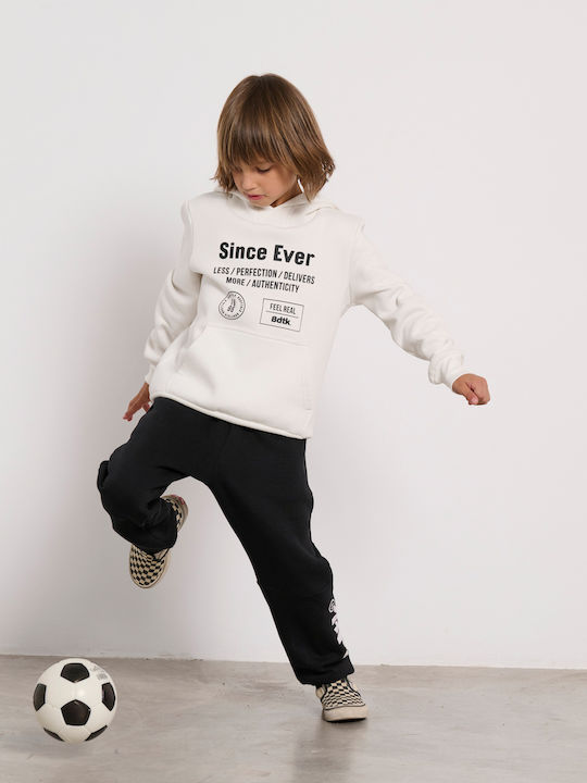 Fleece Kids Sweatshirt with Hood and Pockets Ecru Since Ever Minime