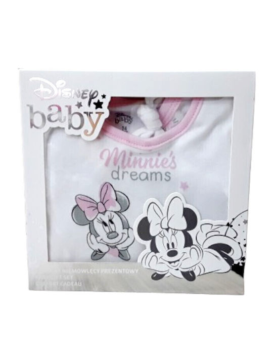 Disney Minnie Set Body pentru Bebeluși Mânecă lungă cu Căciuliță Alb 4buc