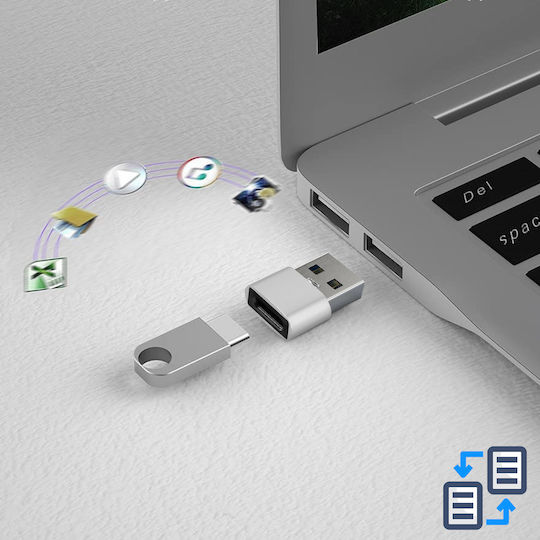 Avizar Convertor USB-A Masculin în USB-C Feminin Argintiu 1 Bucată ADA-MINI-C2A