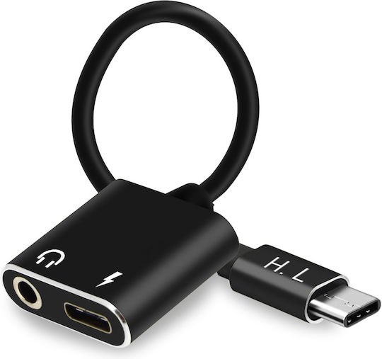 Avizar Конвертор USB-C мъжки към 3.5mm / USB-C женски 1 брой ADA-HL095-BK