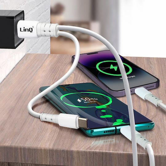 LinQ Regular USB to Type-C / Lightning Cable Μαύρο 1.2m (TPC9132)