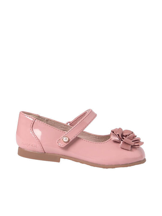 Mayoral Kids Leather Ballerinas with Hoop & Loop Closure Pink