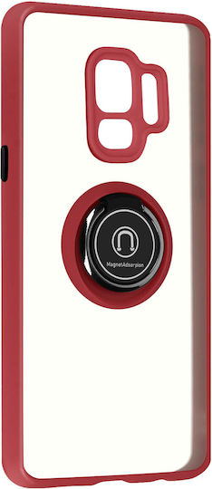 Samsung Galaxy S9 Bi-material Case Metallic Ring Video Stand Red