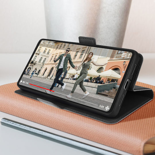 Folio Google Pixel 7 Lederoptik Hülle mit Video-Ständer Schwarz