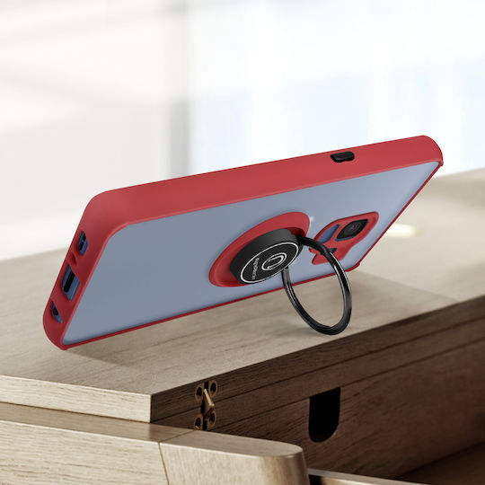Samsung Galaxy S9 Bi-material Case Metallic Ring Video Stand Red