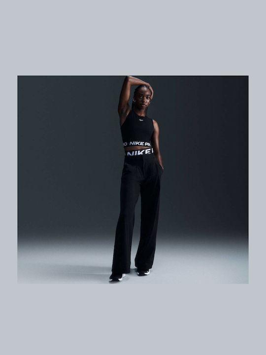 Дамски Спортен Кроп Топ Без Ръкави Dri-Fit Черно / Бяло