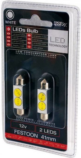 Racesport Λάμπες Αυτοκινήτου LED Λευκό 12V 1W 2τμχ
