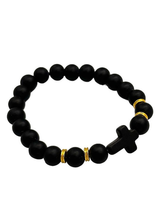 Black Bead Cross Bracelet Fits All Wrists Black Bead Cross Bracelet Fits All Wrists