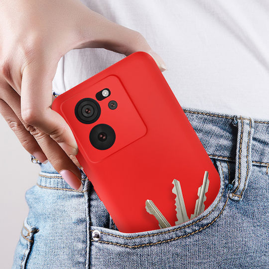Avizar Xiaomi 13t 13t Pro Semi-rigid Soft-touch Anti-traces Red Mobile Phone Case