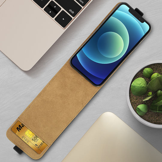 Husă Apple iPhone 12/12 Pro Verticală cu Suport pentru Card, Protecție, Negru
