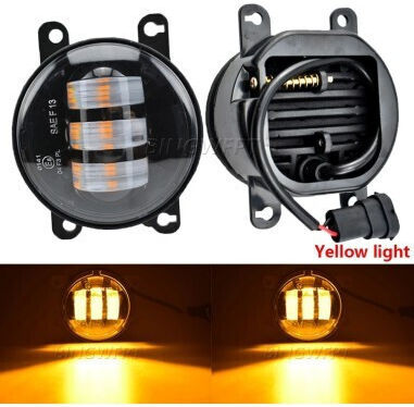 Set de 2 Lumini de Ceață LED Dacia Renault Nissan Lumină Albă+Galbenă Diametru 3" 90mm 30w 12/24v Conector H11 H8