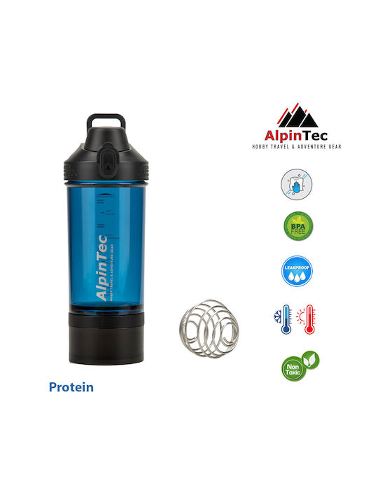 AlpinPro Plastic Protein Shaker 550ml Blue