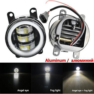 Set de 2 Lumini de Ceață LED Dacia Renault Nissan Lumină Albă Diametru 3" 90mm 30w 12/24v Plug H11 H8