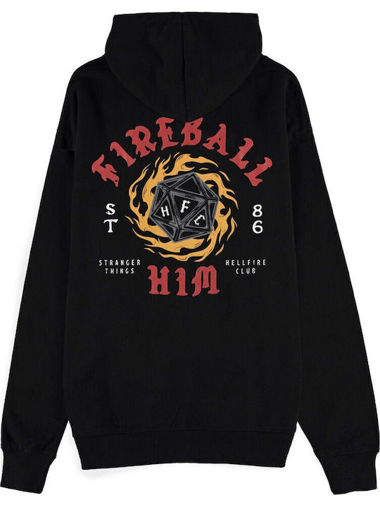 Difuzed Stranger Things Fireball Kapuzenpulli Schwarz Difuzed Stranger Things Fireball Kapuzenpulli Schwarz