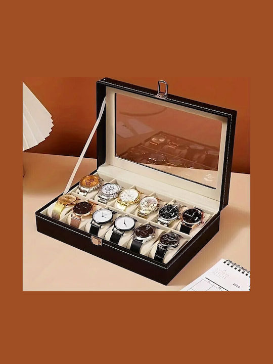 Olympus Case with transparent lid for 12 watches in Black color OLYMP-2