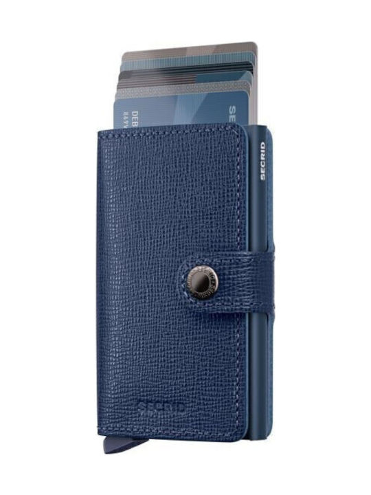 Miniwallet Crisple Δερμάτινο Ανδρικό Πορτοφόλι Καρτών Μπλε