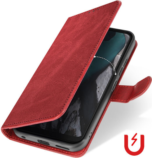 Avizar Folio Case Nokia C22 Wallet Hand Strap Red