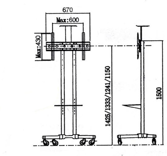 GJ-1500 TV Mount Floor up to 65" Black