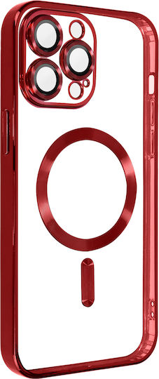 Magsafe Case for iPhone 13 Pro Max Silicone Camera Chrome Red