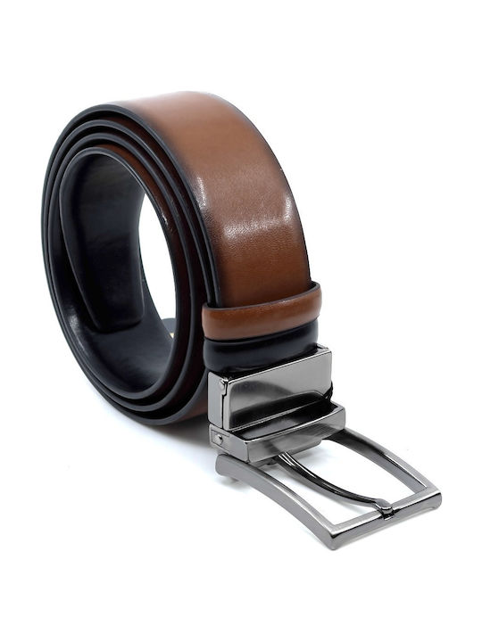 2021 Men's Belt from Artificial Leather Double Sided Blue / Brown