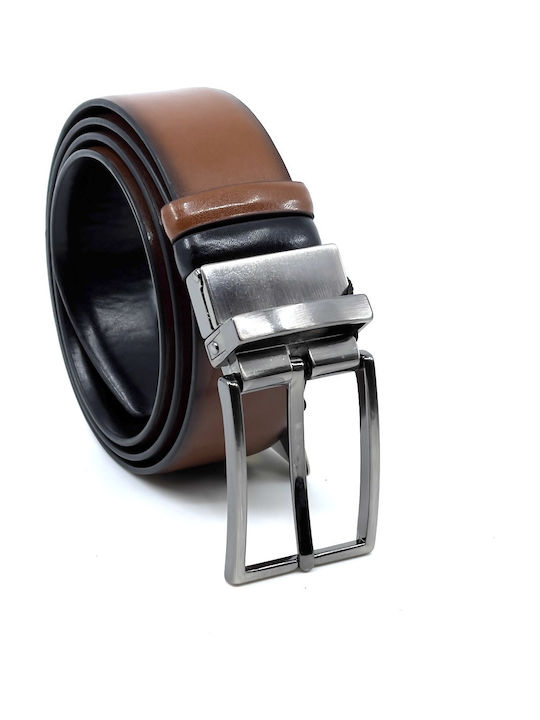 2021 Men's Belt from Artificial Leather Double Sided Blue / Brown
