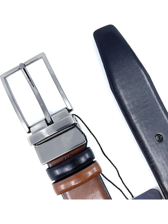 2021 Men's Belt from Artificial Leather Double Sided Blue / Brown